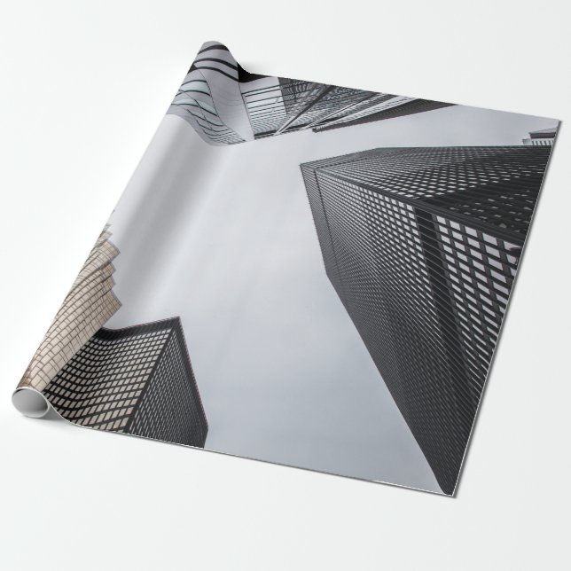 PAPEL DE PRESENTE FOTOGRAFIA DE BAIXO ÂNGULO DE EDIFÍCIOS DE ALTO NÍ (Desenrolado)