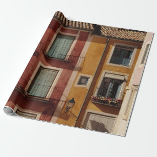 PAPEL DE PRESENTE FOTOGRAFIA DE CONSTRUÇÃO CONCRETA VERMELHA E MAR