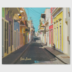 Papel De Presente Fotografia de Rua Empedrada do Velho San Juan