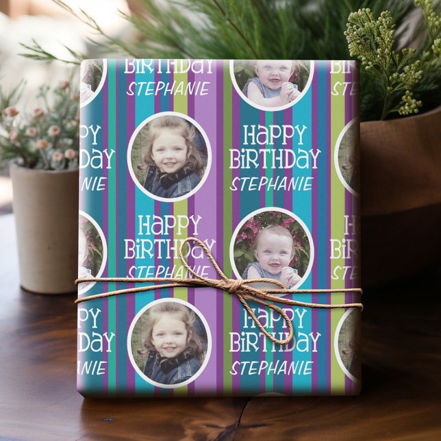 Papel De Presente Fotografias Personalizadas, Estirpes de Aniversári (Custom Photo Wrapping Paper)