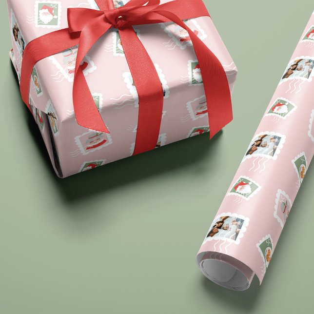 Papel De Presente Fotos da Família Divertida Colagem de Cartazes de  (Fun Family Photos Christmas Postage Stamp Collage Wrapping Paper)