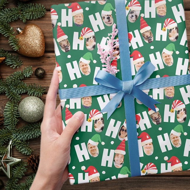 Papel De Presente Fotos da Família Nove, Cute Santa Hats (Criador carregado)