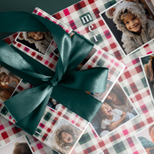 Papel De Presente Fotos da Família Xadrez Natal   Feliz Alegre Diver