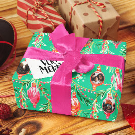 Papel De Presente Fotos de Família | Enfeite de Natal Kitsch