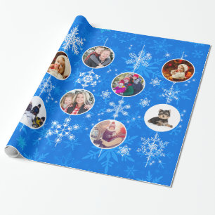 Papel De Presente Fotos do Natal Azul Vibrante ou da Família Chanuc