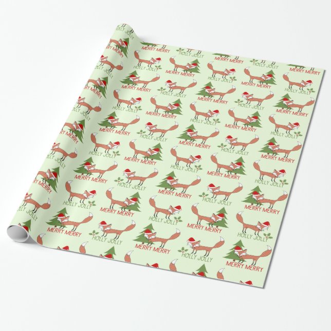 Papel De Presente Fox agradavelmente ilustrado alegre alegre do (Desenrolado)