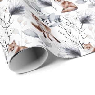Papel De Presente Fox Botânica De Inverno