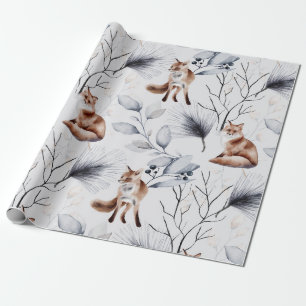 Papel De Presente Fox Botânica De Inverno