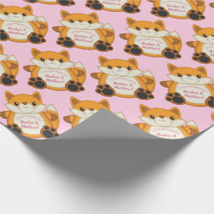 Papel De Presente Fox Chá de fraldas Rosa