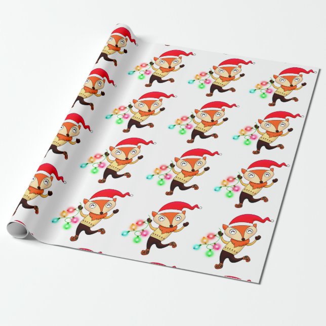 Papel De Presente Fox de dança de Natal Personalizada (Desenrolado)