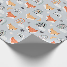 Papel De Presente Fox e Rainbows