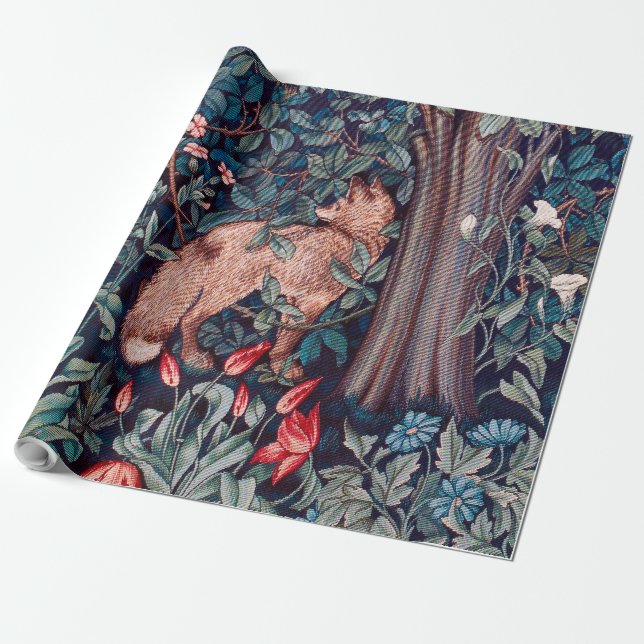 Papel De Presente Fox na Floresta, William Morris (Desenrolado)