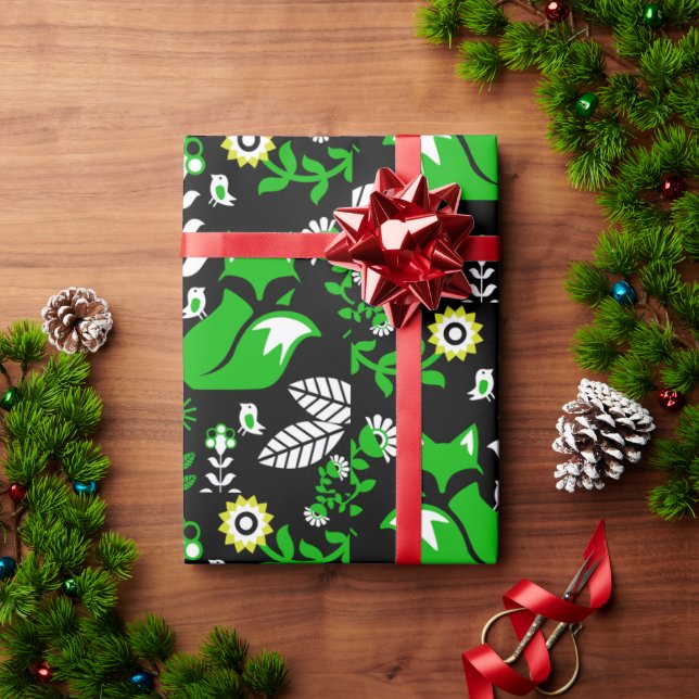 Papel De Presente Fox Nordic Scandinavian Folart Tablecloth (Presente de Natal)