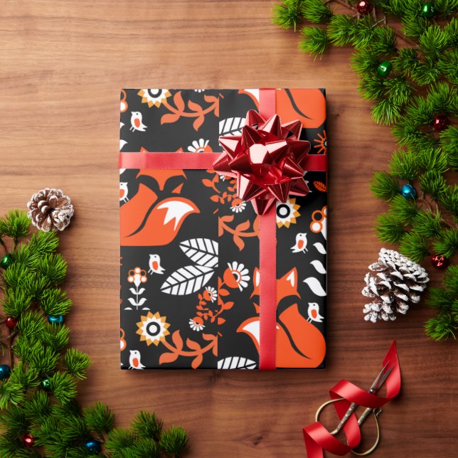 Papel De Presente Fox Nordic Scandinavian Folart Tablecloth (Presente de Natal)