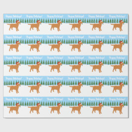 Papel De Presente Fox Red Labrador Santa Hat