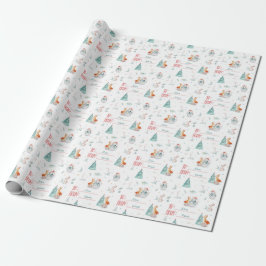 Papel De Presente Fox Snowman Personalizada para e do Nome