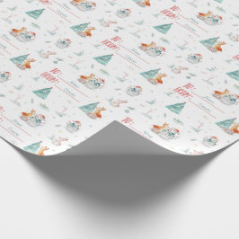 Papel De Presente Fox Snowman Personalizada para e do Nome