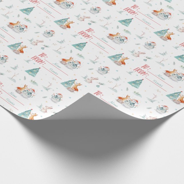 Papel De Presente Fox Snowman Personalizada para e do Nome (Ponta)
