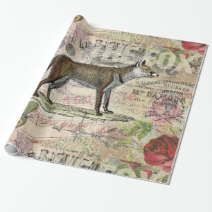 Papel De Presente Fox Wildlife Vintage Animal Illustration
