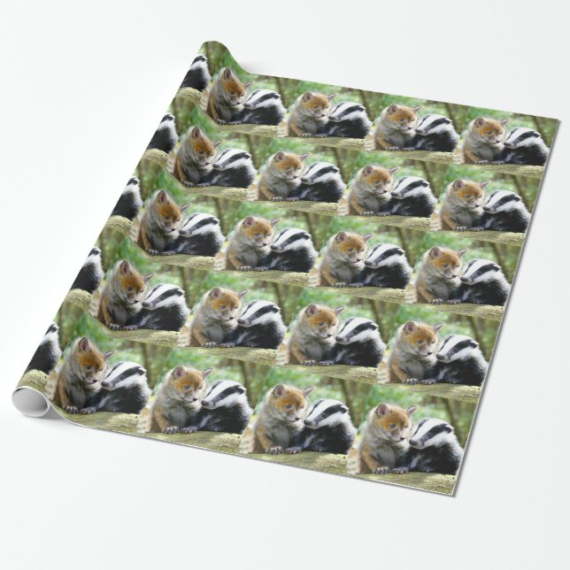 Papel De Presente Foxcub e Badger Cute! (Desenrolado)