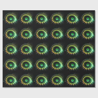Papel De Presente Fractal de catavento a jato verde e amarelo