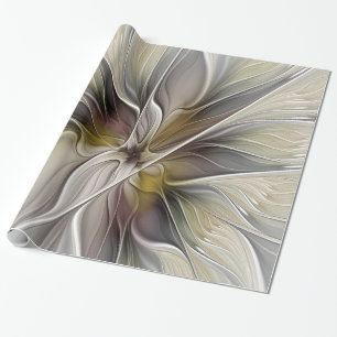 Papel De Presente Fractal floral, flor da fantasia com cores de