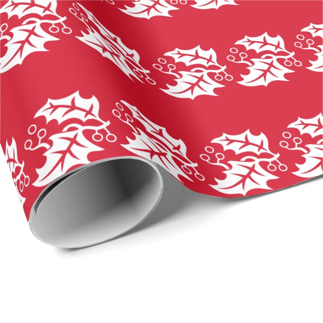 Papel De Presente Fragmentação de Natal - Holly (Ponta do rolo)