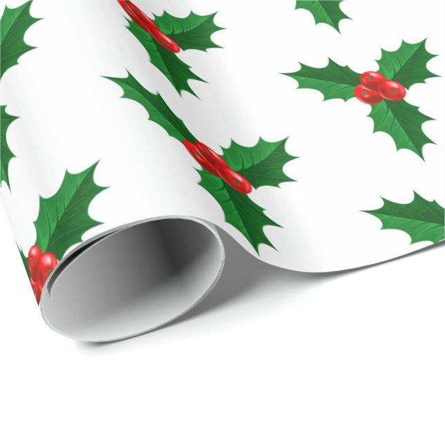 Papel De Presente Fragmentação de Natal - Holly (Ponta do rolo)