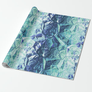 Papel De Presente fragmentos de memórias, em azul e verde: