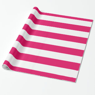 Papel De Presente Framboesa, White XL Stripes Padrão