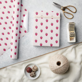 Papel De Presente Framboesas Rosa Padrão de Aquarela
