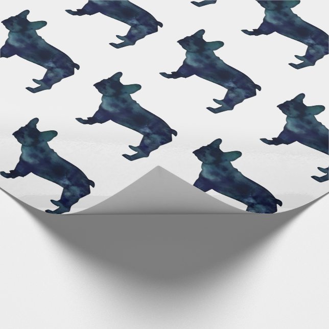 Papel De Presente Francês Bulldog Black Watercolor Silhouket (Ponta)
