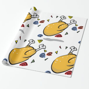 Papel De Presente Frango Assado de Desenho Animado Caindo de Comédia