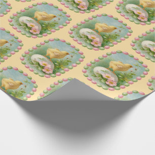 Papel De Presente Frango da Primavera com Borda de Ovo Pastel
