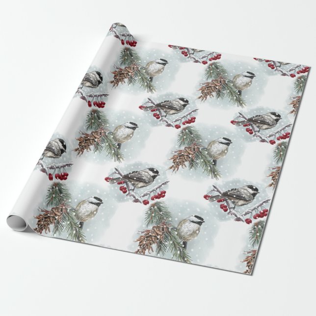 Papel De Presente Frango de inverno, Fábrica de Aquarelas Natal (Desenrolado)