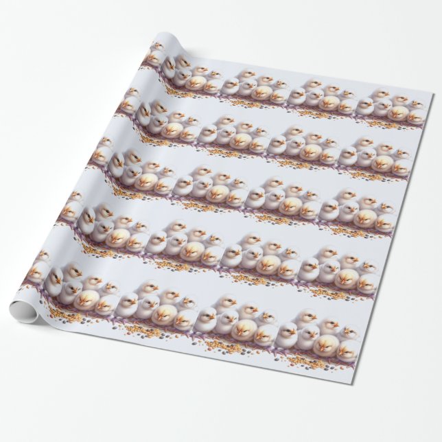 Papel De Presente Frangos Bebês Fazendeiro de Galinhas  (Desenrolado)