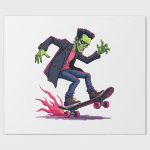 Papel De Presente Frankenstein Skater � Roupas de Rua de Halloween L