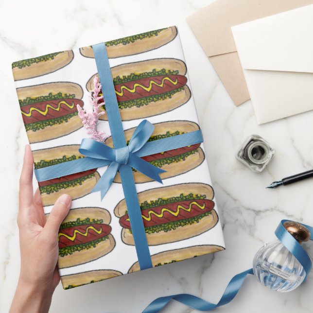 Papel De Presente Frankfurter Hot Dog Mostarda Hotdog Comida Relaxan (Presentear)