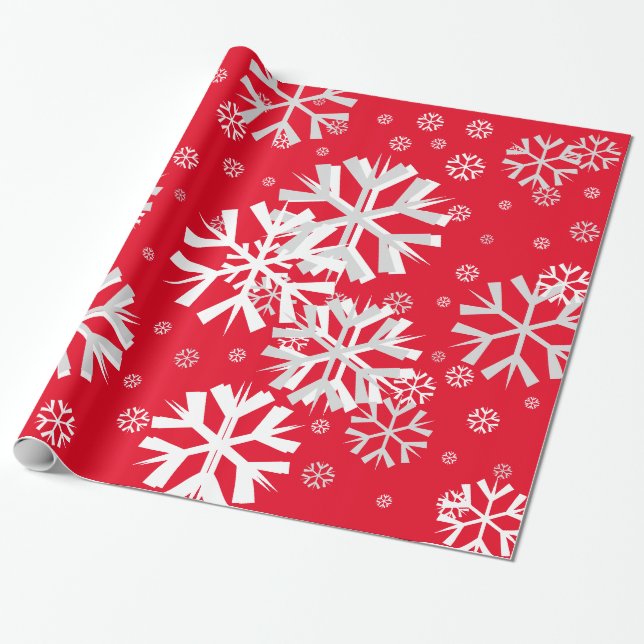 Papel De Presente Frasco de Neve de Natal - Vermelho (Desenrolado)