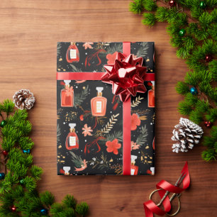 Papel De Presente Frascos de perfumes design de Natal chic
