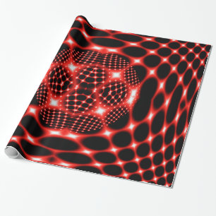 Papel De Presente Fratural vermelho-neon