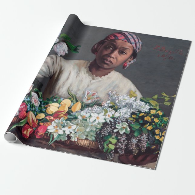 Papel De Presente Frederic Bazille - Jovem Mulher com Peonias (Desenrolado)