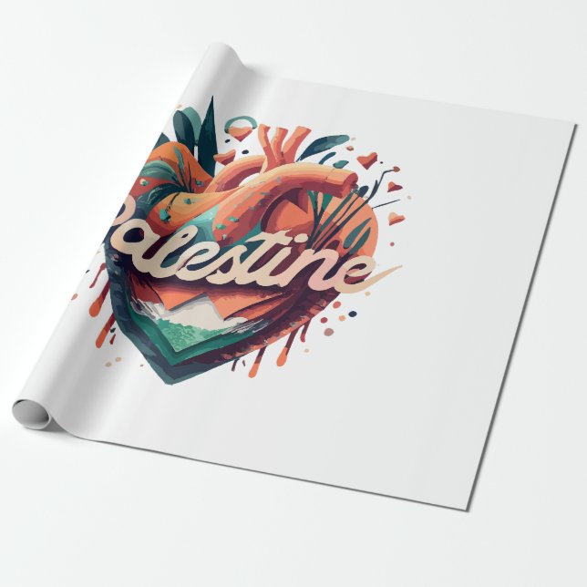Papel De Presente Free Palestine, eu apoio palestina, Support Pa (Desenrolado)