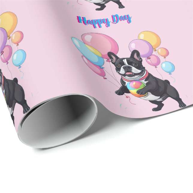 Papel De Presente French Bulldog Happy Day Französische Bulldogge  (Ponta do rolo)