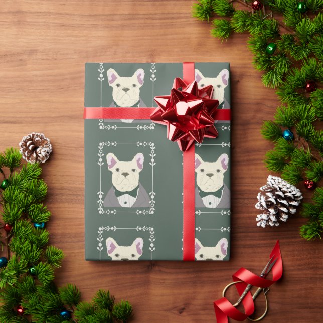 Papel De Presente French Bulldog in Tux (Presente de Natal)