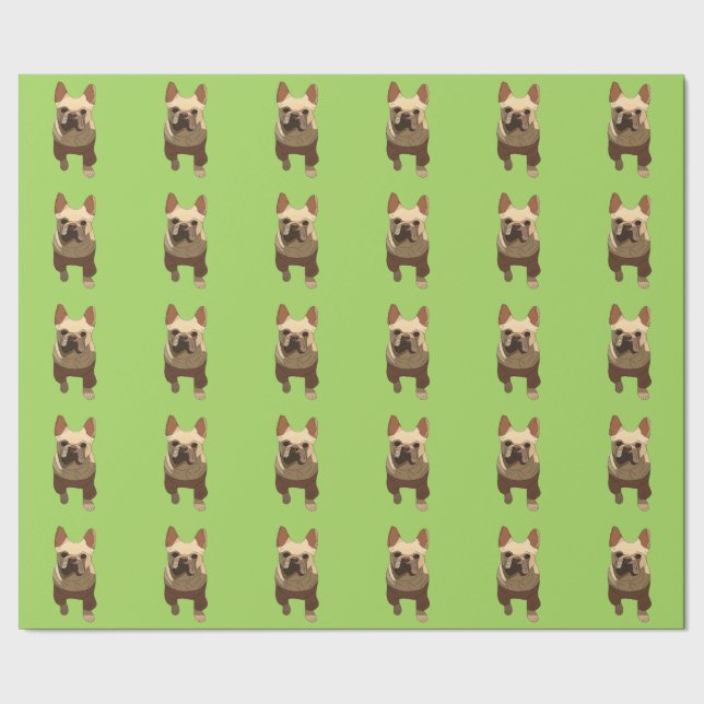 Papel De Presente French Bulldog, Lime Green (Barra)