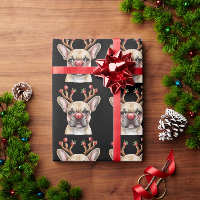 Papel De Presente French Bulldog Reindeer Dog Lover Christmas Xmas (Presente de Natal)