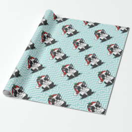 Papel De Presente French bulldog Santa Claus Holiday