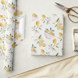 Papel De Presente French Country Lemon Pattern Wrapping Paper
