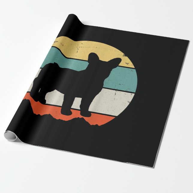 Papel De Presente French Gift | Presente para o Bulldog Francês Vint (Desenrolado)